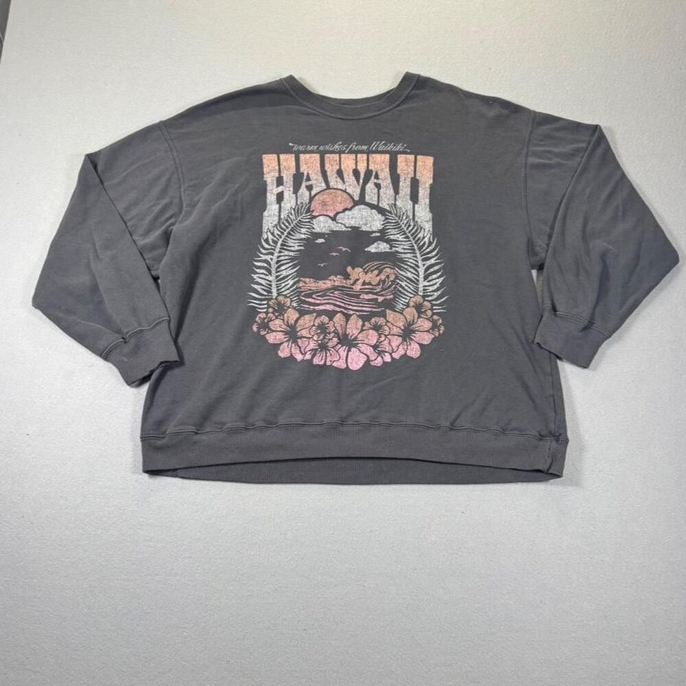 Hollister-co Women's Grey and Black Sweatshirt